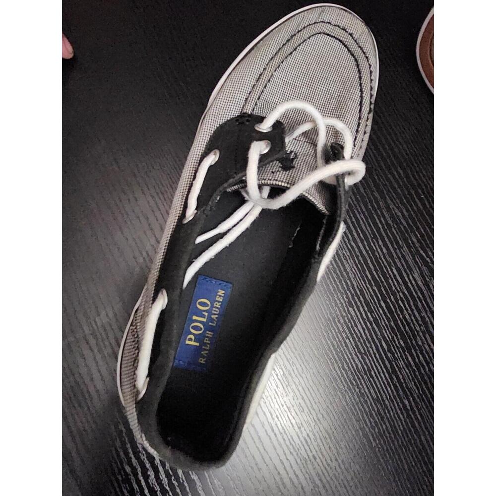 Men's Polo Ralph Lauren Lander Gray Black Canvas Boat Shoes with pony size 10.5D - Picture 5 of 8